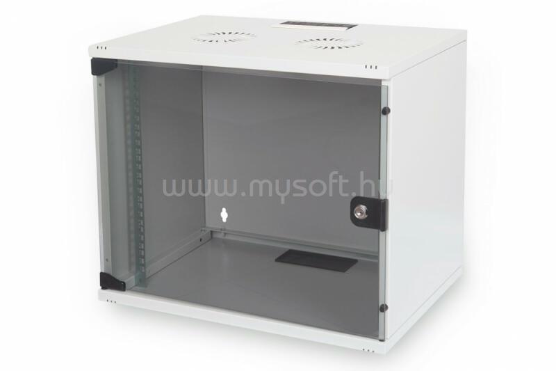 DIGITUS DN-19 07U-S-1 19" 7U 370x540x400mm lapraszerelt üvegajtós szürke fali rack szekrény