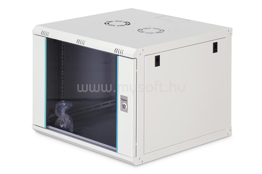 DIGITUS DN-37106 19" 9U 474x600x600mm lapraszerelt üvegajtós szürke Dynamic-N fali rack szekrény