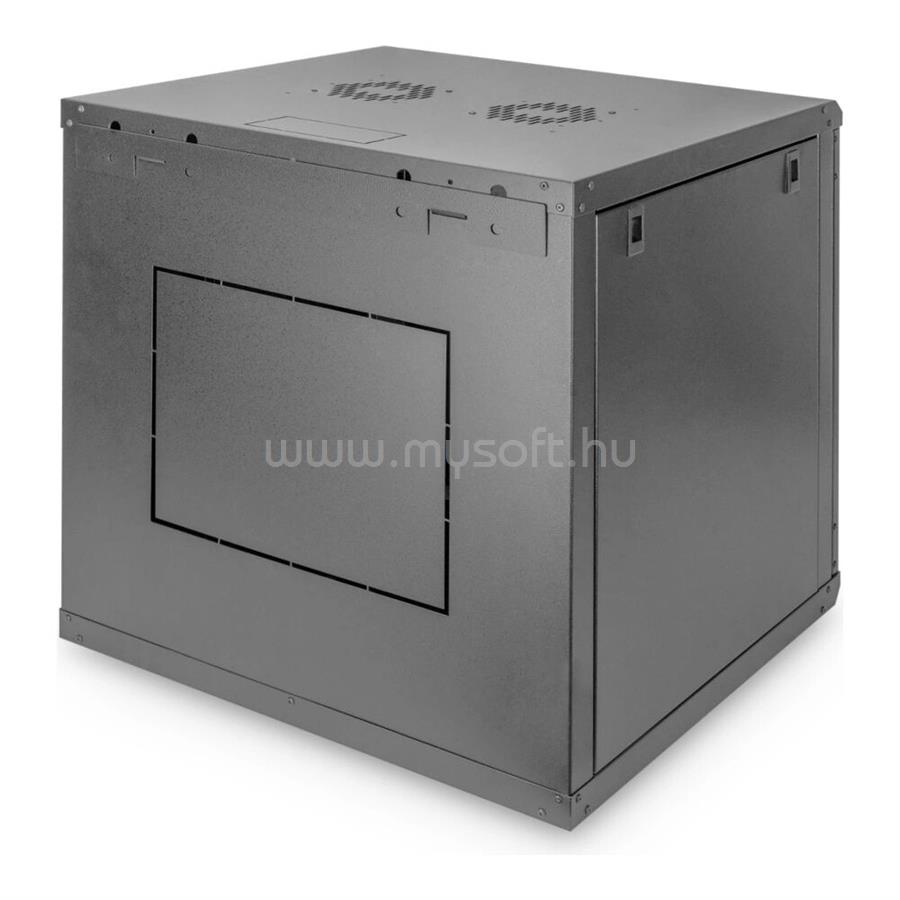 DIGITUS Dynamic Basic 19" 12U 611x600x600mm üvegajtós fali rack szekrény (fekete)