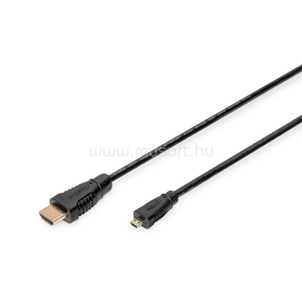 DIGITUS High Speed UHD 4K 3D 30Hz aranyozott Ethernet HDMI 1.4 - type D Micro USB kábel 1m