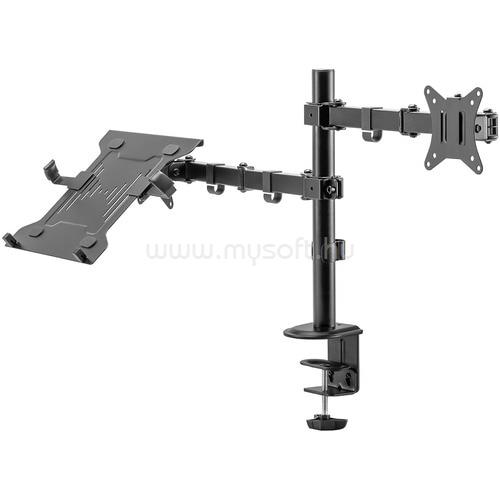 DIGITUS MONTIOR ARM WITH NOTEBOOK TRAY 17-32IN CLAMP OR GROMMET MOUNT NS