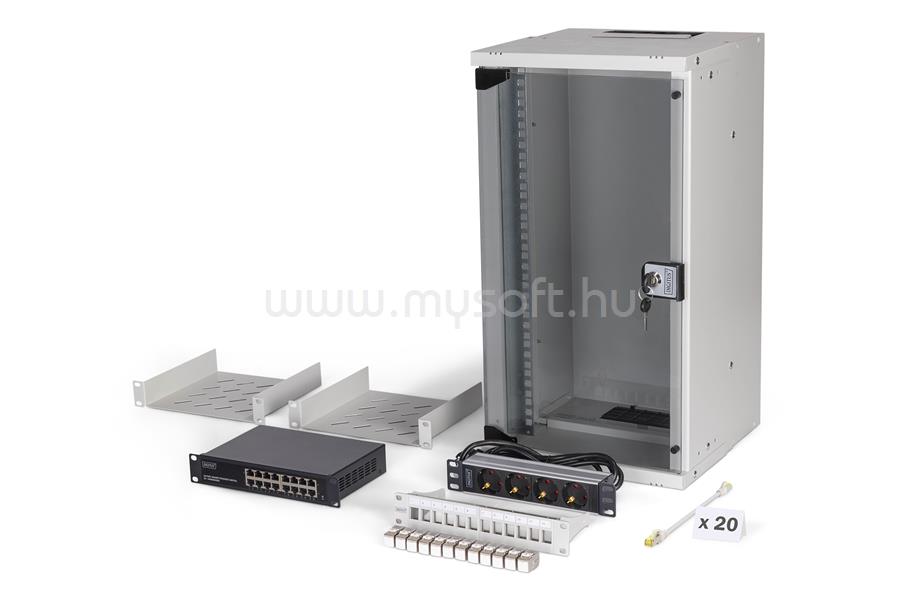 DIGITUS NETW-SET SOHO PRO 12HE  10GR 254MM WALLMOUNT + ACCESSORIES NS