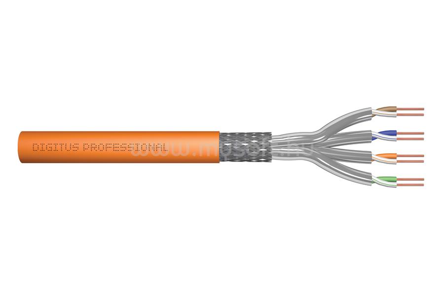 DIGITUS S-FTP PIMF Network Installation cable CAT7 4x2xAWG23/1 LSOH orange RAL2000 500m roll