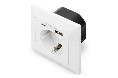 DIGITUS SAFETY PLUG FOR FLUSH MOUNTING WALL OUTLET 1X USB 1X TYPE C