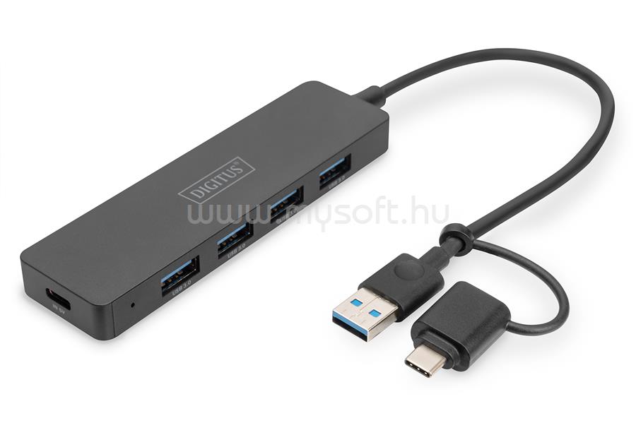 DIGITUS USB 3.0 Hub 4-Port Slim Line Black