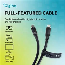 DIGITUS USB Silicone connection USB-C - USB-C cable 1m Black DIGITUS_AK-300350-010-S small