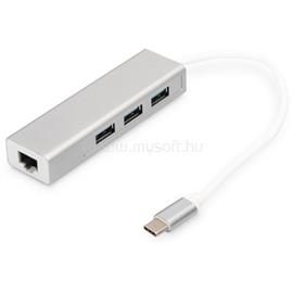 DIGITUS USB Type-C Gigabit Ethernet adapter + 3 portos USB HUB DA-70255 small