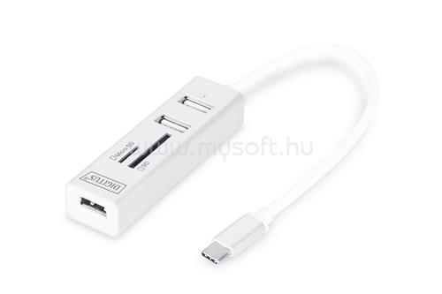 DIGITUS USB2.0TYPEC3PORT HUB+CARDREADER 3XUSB20 1XSD 1XMICROSD ALU NS