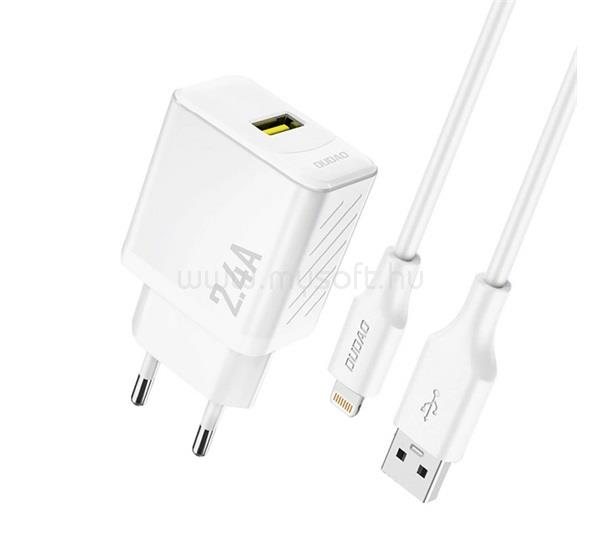 DUDAO DUDAO A23LEU hálózati töltő USB aljzat 2.4A, GaN + lightning kábel, FEHÉR