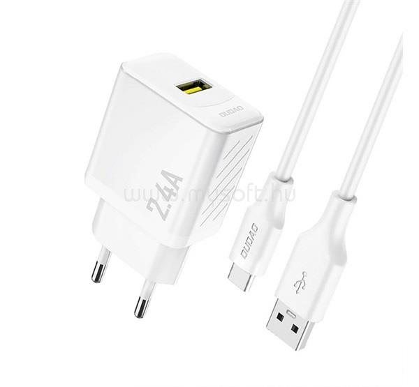 DUDAO DUDAO A23TEU hálózati töltő USB aljzat 2.4A, GaN + Type-C kábel, FEHÉR
