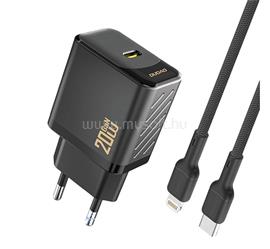 DUDAO DUDAO A26LEU hálózati töltő Type-C aljzat 20W, PD gyorstöltő + lightning kábel, FEKETE GP-190559 small