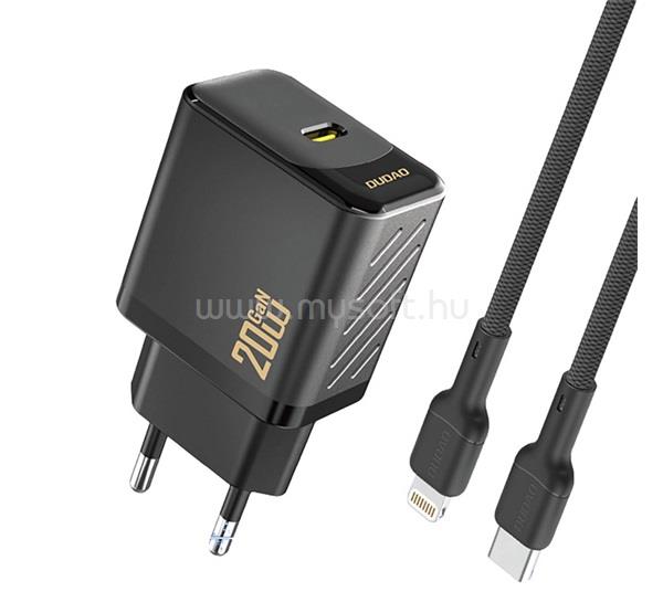 DUDAO DUDAO A26LEU hálózati töltő Type-C aljzat 20W, PD gyorstöltő + lightning kábel, FEKETE