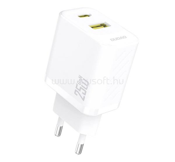 DUDAO DUDAO A26T hálózati töltő USB+Type-C aljzat 25W, PD gyorstöltő, FEHÉR