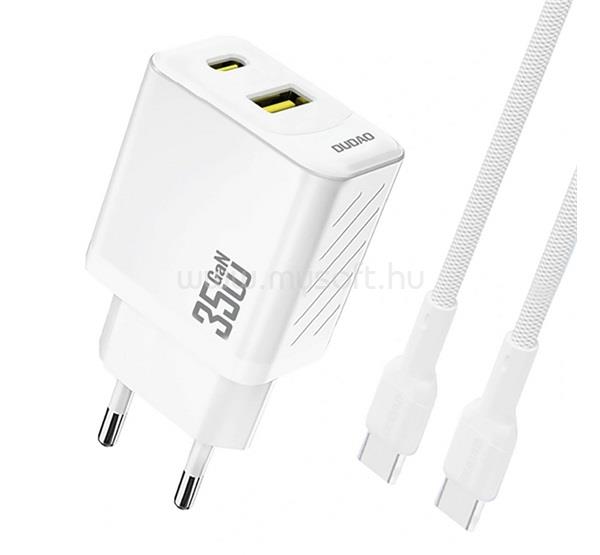 DUDAO DUDAO A27MAX hálózati töltő USB+Type-C aljzat 35W, PD gyorstöltő + Type-C kábel, FEHÉR