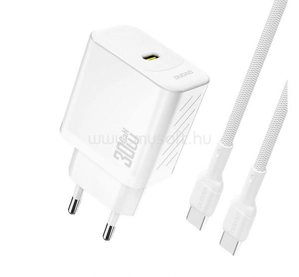 DUDAO DUDAO A27PCEU hálózati töltő Type-C aljzat 30W, PD gyorstöltő + Type-C kábel, FEHÉR