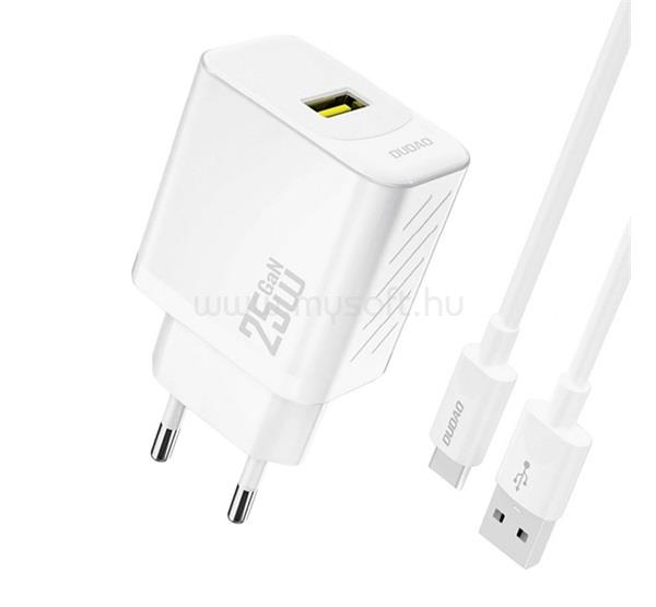 DUDAO DUDAO A27STEU hálózati töltő USB aljzat 25W, PD gyorstöltő + Type-C kábel, FEHÉR