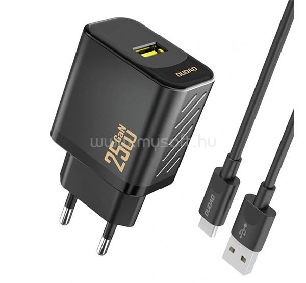 DUDAO DUDAO A27STEU hálózati töltő USB aljzat 25W, PD gyorstöltő + Type-C kábel, FEKETE