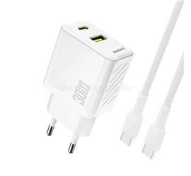 DUDAO DUDAO A27TCEU hálózati töltő USB+Type-C aljzat 30W, PD gyorstöltő + Type-C kábel, FEHÉR GP-190597 small