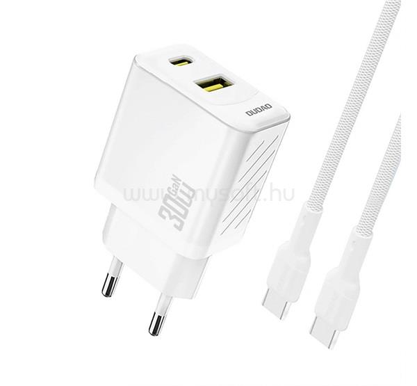 DUDAO DUDAO A27TCEU hálózati töltő USB+Type-C aljzat 30W, PD gyorstöltő + Type-C kábel, FEHÉR