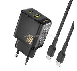 DUDAO DUDAO A27TCEU hálózati töltő USB+Type-C aljzat 30W, PD gyorstöltő + Type-C kábel, FEKETE GP-190598 small
