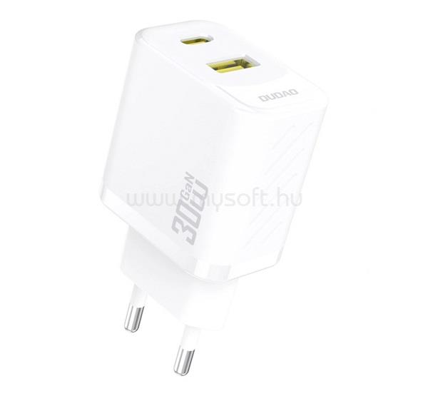 DUDAO DUDAO A27TEU hálózati töltő USB+Type-C aljzat 30W, PD gyorstöltő, FEHÉR