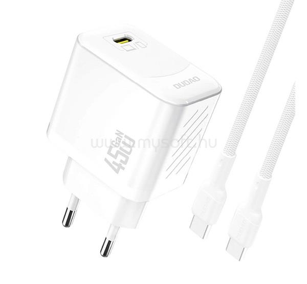 DUDAO DUDAO A28C hálózati töltő Type-C aljzat 45W, PD gyorstöltő + Type-C kábel, FEHÉR