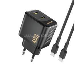 DUDAO DUDAO A28PCEU hálózati töltő 2 Type-C aljzat 45W, PD gyorstöltő + Type-C kábel, FEKETE GP-193720 small