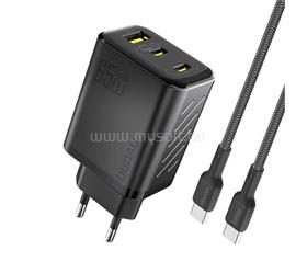 DUDAO DUDAO A29C hálózati töltő USB+2 Type-C aljzat 65W, PD gyorstöltő + Type-C kábel, FEKETE GP-190704 small