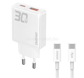 DUDAO DUDAO A30EUT hálózati töltő USB+Type-C aljzat 30W, gyorstöltő + Type-C kábel, FEHÉR GP-190601 small