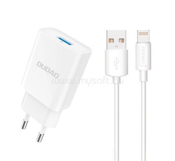 DUDAO DUDAO A4EU hálózati töltő USB aljzat 2.1A + lightning kábel FEHÉR