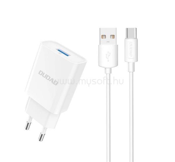 DUDAO DUDAO A4EU hálózati töltő USB aljzat 2.1A + Type-C kábel FEHÉR