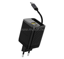 DUDAO DUDAO A67EU hálózati töltő USB+2 Type-C aljzat 67W, PD gyorstöltő + fix Type-C kábel, FEKETE GP-190664 small