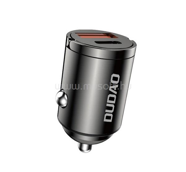 DUDAO DUDAO R3MAX autós töltő Type-C+USB aljzat 48W, mini, FEKETE