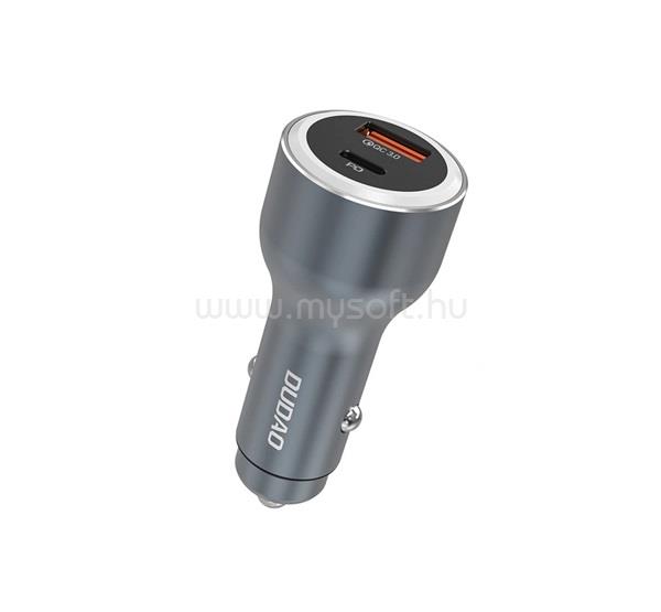 DUDAO DUDAO R4ULTRA autós töltő Type-C+USB aljzat 120W, LED fény, SÖTÉTSZÜRKE