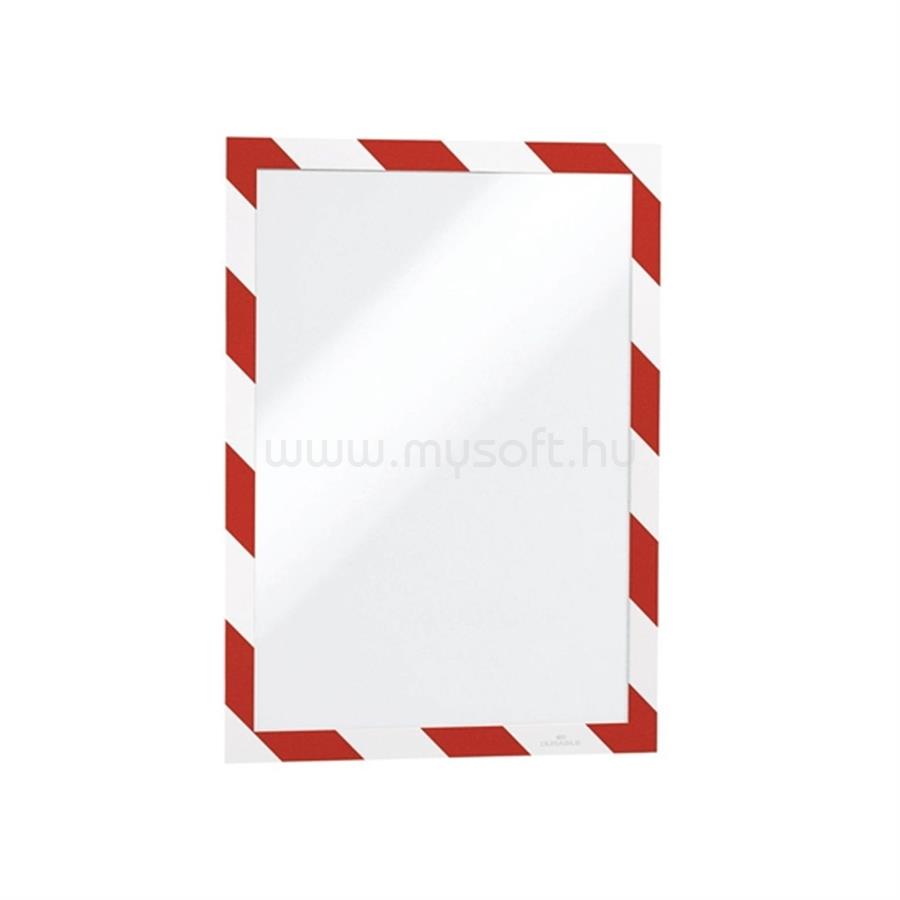 DURABLE Infókeret A4, öntapadó mágneses záródás 2 db/csomag, DuraframeR Security, piros/fehér