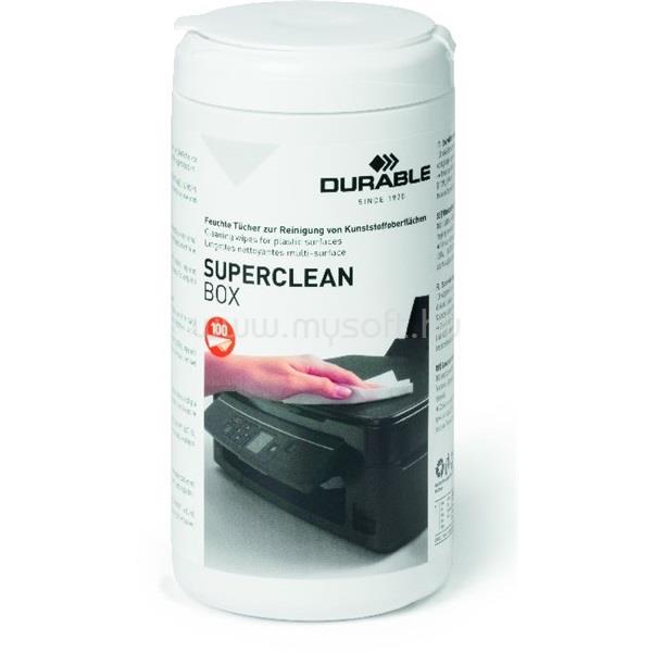 DURABLE SUPERCLEAN BOX 100 műanyag felületre tisztítókendő
