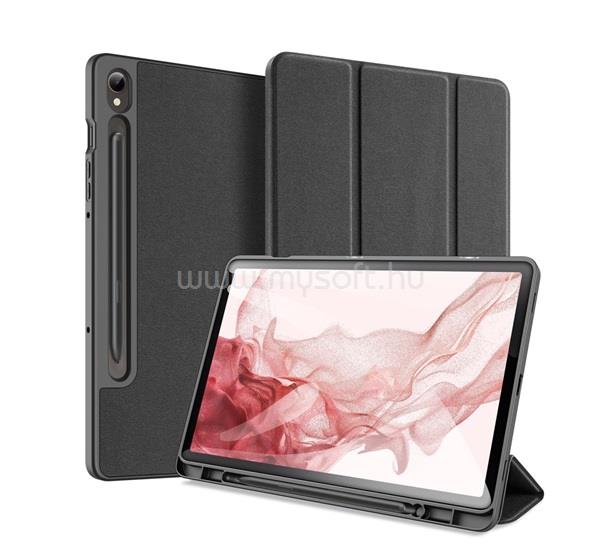 DUX DUCIS Samsung Tab S9 LTE / Tab S9 WIFI DOMO tok álló, bőr hatású aktív FLIP, ceruza tartó, FEKETE