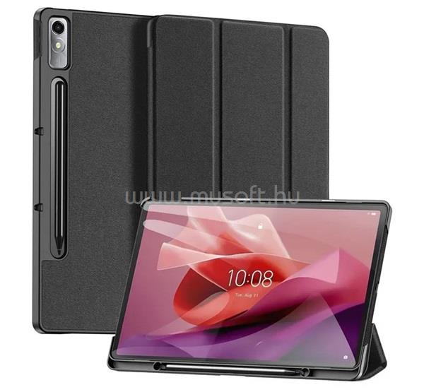 DUX DUCIS Lenovo Tab P12 DOMO tok álló, bőr hatású aktív FLIP, ceruza tartó, FEKETE