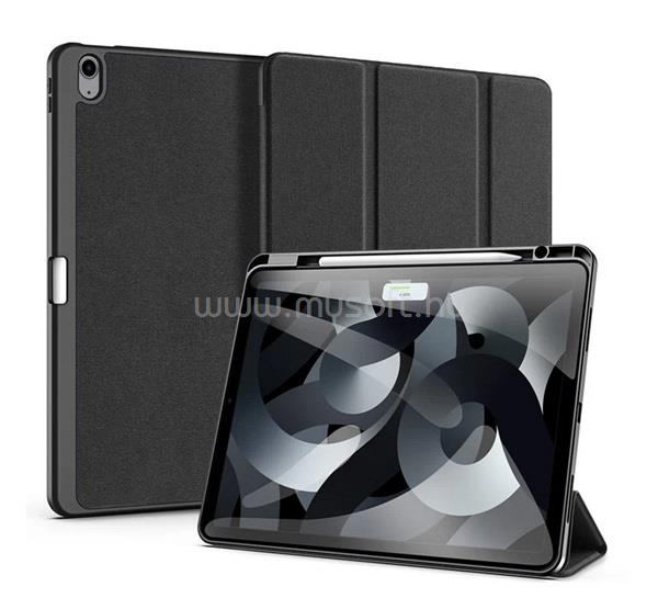 DUX DUCIS IPAD Air 13 (2026) / Air 13 (2025) DOMO tok álló, bőr hatású aktív FLIP, ceruza tartó, FEKETE