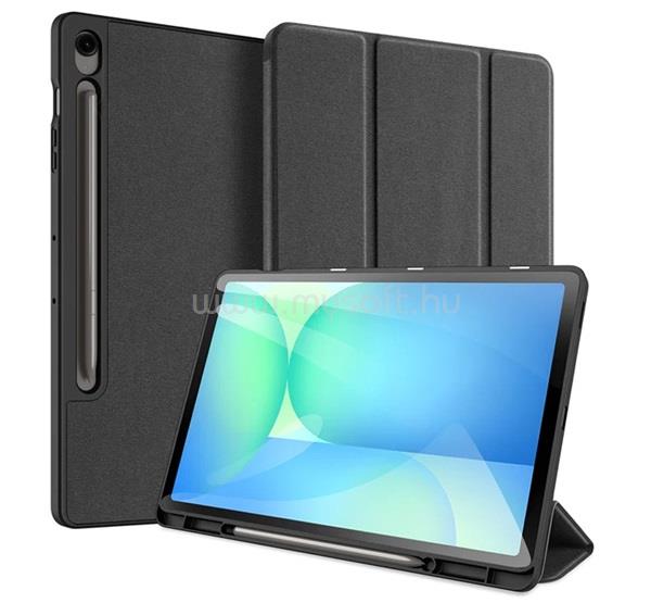 DUX DUCIS Samsung Tab S10 FE Plus WIFI DOMO tok álló, bőr hatású aktív FLIP, ceruza tartó, FEKETE