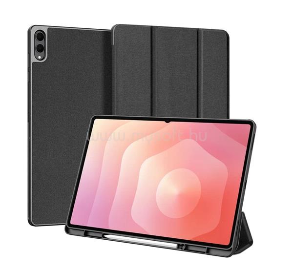 DUX DUCIS Samsung Tab S11 Ultra 5G / Tab S11 Ultra WIFI DOMO tok álló, bőr hatású aktív FLIP, ceruza tartó, FEKETE
