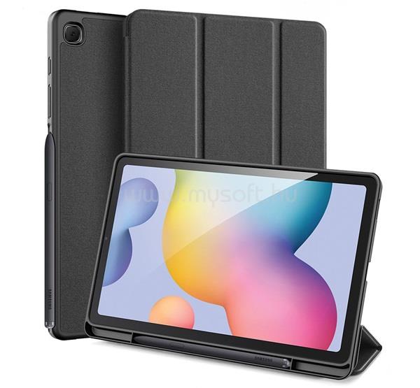 DUX DUCIS Samsung Tab S6 Lite 10.4 LTE DOMO tok álló, bőr hatású aktív FLIP, ceruza tartó, FEKETE