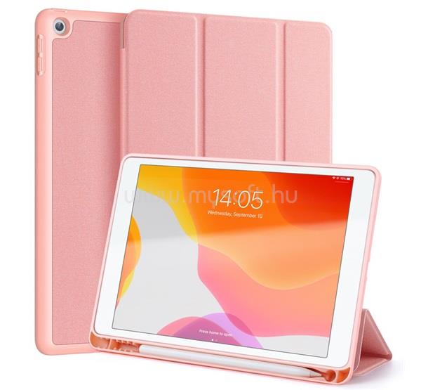 DUX DUCIS IPAD 10.2 (2021) / 10.2 (2020) / 10.2 (2019) DOMO tok álló, bőr hatású aktív FLIP, ceruza tartó, ROZÉARANY