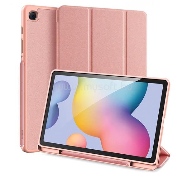 DUX DUCIS Samsung Tab S6 Lite 10.4 LTE DOMO tok álló, bőr hatású aktív FLIP, ceruza tartó, ROZÉARANY