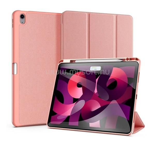 DUX DUCIS IPAD Air 13 (2026) / Air 13 (2025) DOMO tok álló, bőr hatású aktív FLIP, ceruza tartó, RÓZSASZÍN