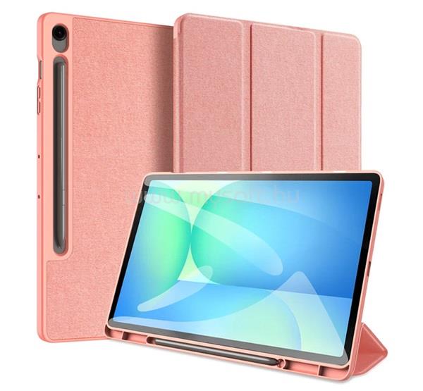 DUX DUCIS Samsung Tab S10 FE Plus WIFI DOMO tok álló, bőr hatású aktív FLIP, ceruza tartó, RÓZSASZÍN