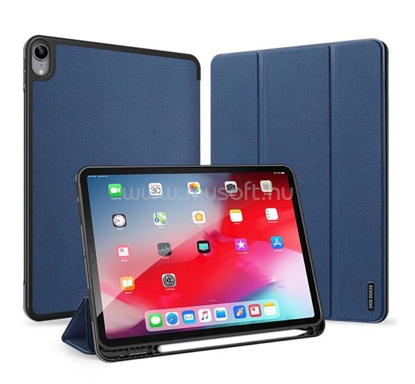DUX DUCIS IPAD Air 11 (2026) / Air 11 (2025) DOMO tok álló, bőr hatású aktív FLIP, ceruza tartó, SÖTÉTKÉK