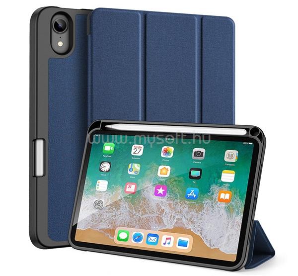 DUX DUCIS IPAD mini 7 (2024) / mini 6 (2021) DOMO tok álló, bőr hatású aktív FLIP, ceruza tartó, SÖTÉTKÉK