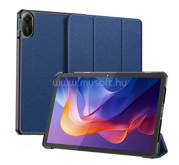 DUX DUCIS Redmi Pad 2 DOMO tok álló, bőr hatású aktív FLIP, textil minta, SÖTÉTKÉK