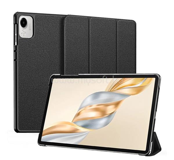 DUX DUCIS Honor Pad X9a DOMO tok álló, bőr hatású aktív FLIP, asztali tartó, FEKETE